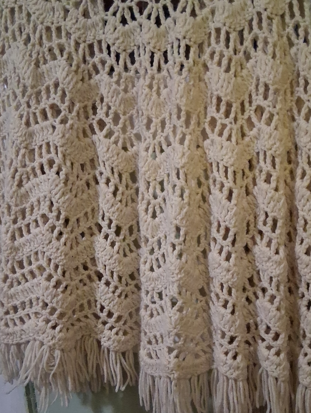 Openwork Crochet Button-Front Cape in Cream - Picture 5 of 5